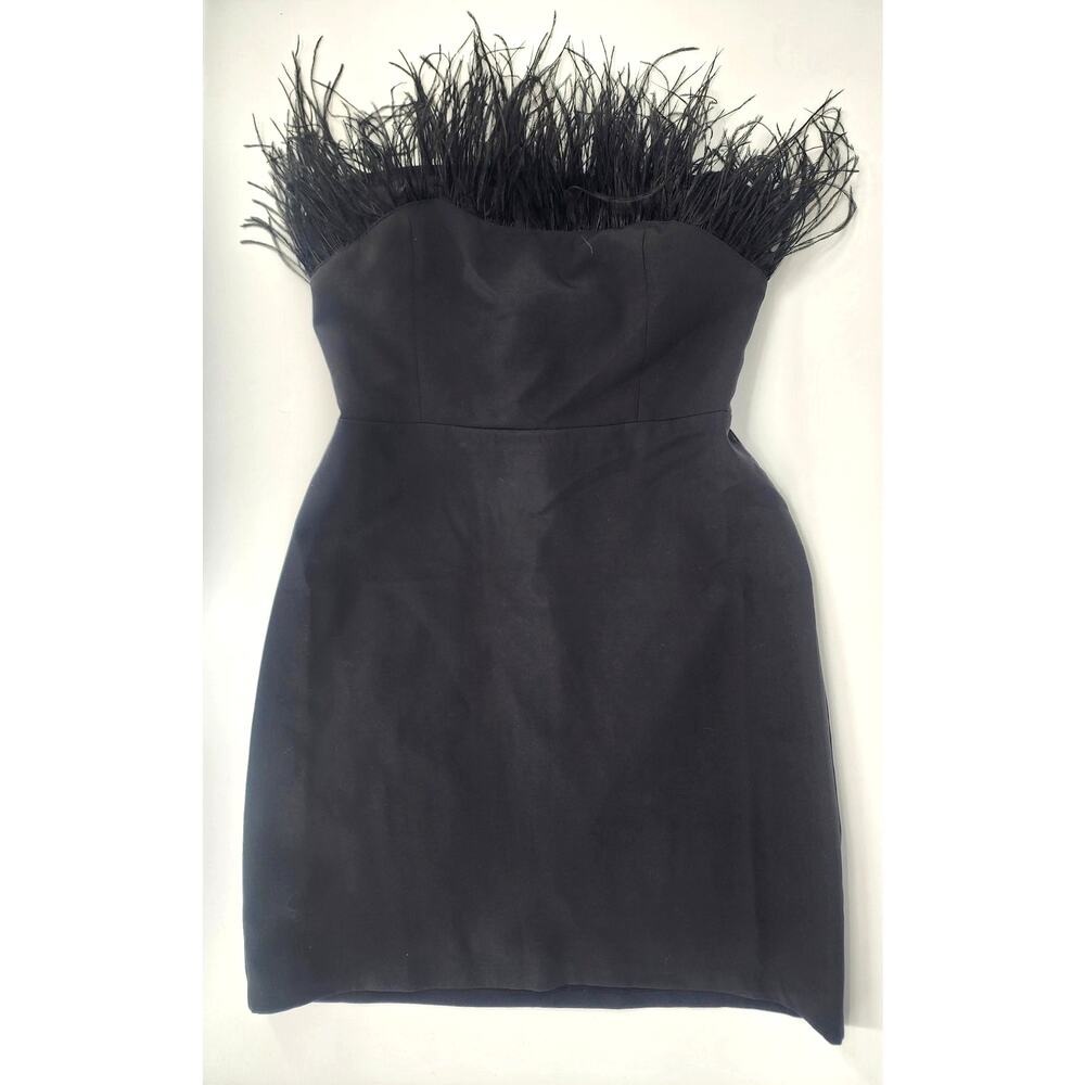 Sam Edelman Black Feather Top Strapless Mini Dress Women's Size 8 - Picture 10 of 11